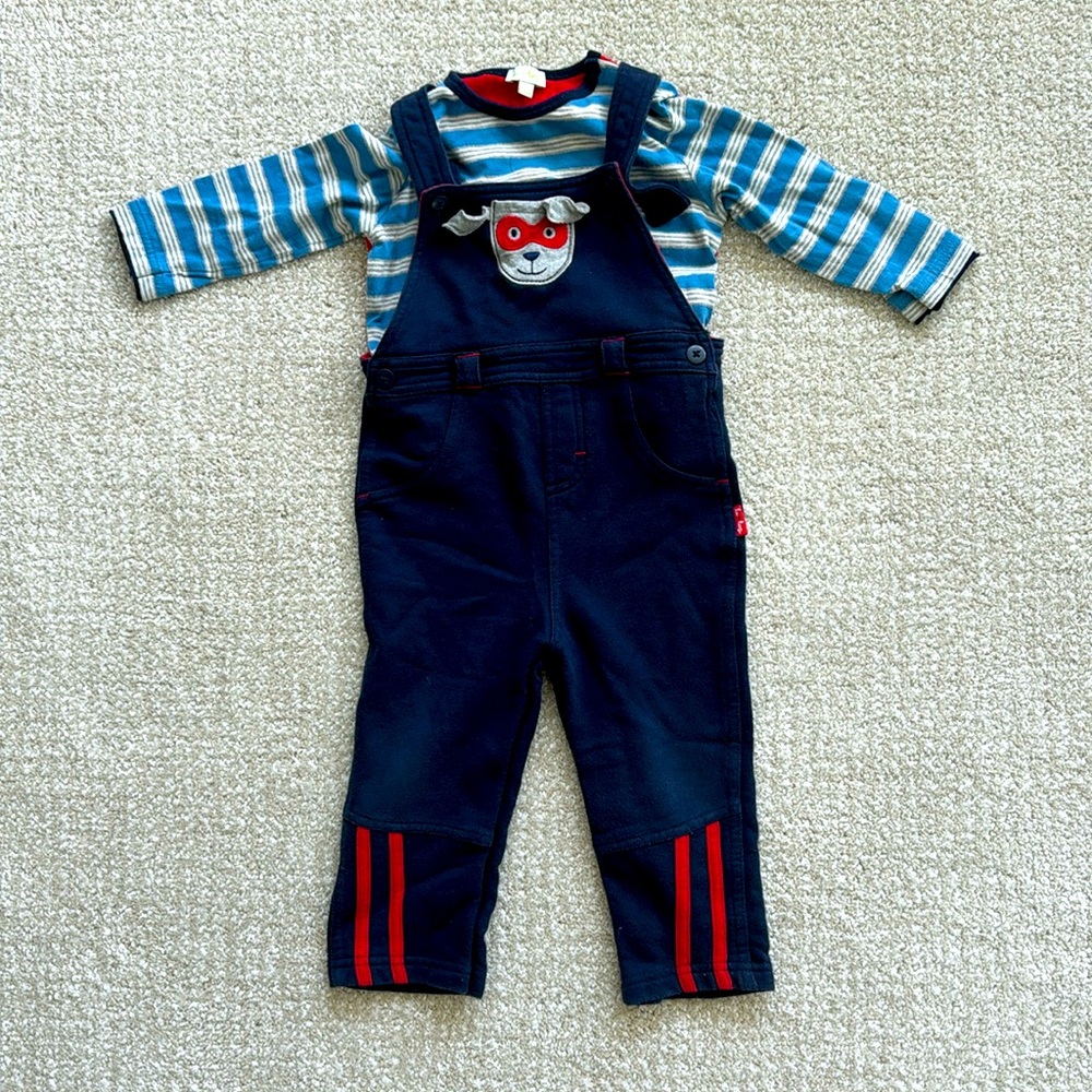 Baby Boutique Overalls Le Top Stripe Shirt Colorblock Dog 18 Month